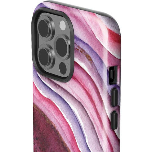 Plum Watercolor Geode iPhone 15 Pro Impact Case