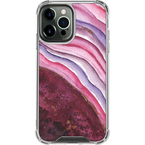 Plum Watercolor Geode iPhone 14 Pro Max Clear Case