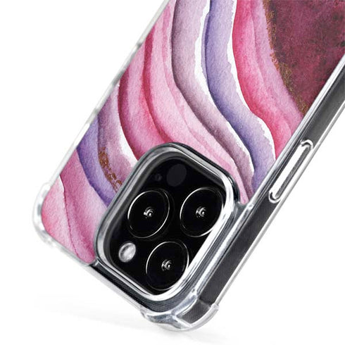 Plum Watercolor Geode iPhone 15 Pro Max MagSafe Case