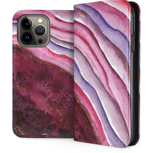 Plum Watercolor Geode iPhone 15 Pro Max Folio Case