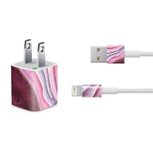 Plum Watercolor Geode iPhone Charger (5W USB) Skin