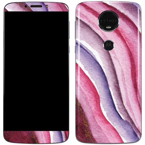 Plum Watercolor Geode Moto E5 Plus Skin