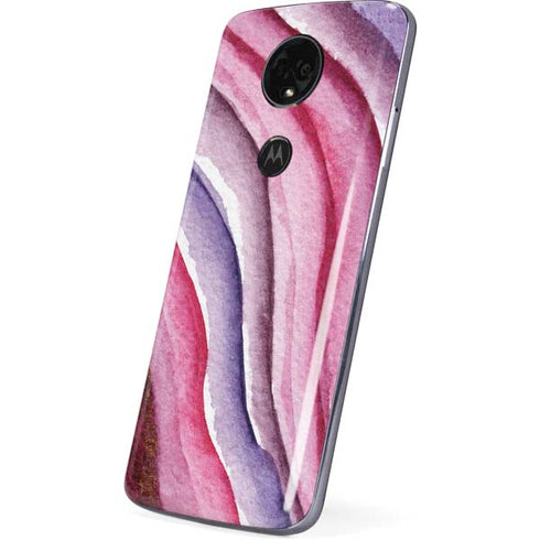 Plum Watercolor Geode Moto E5 Plus Skin