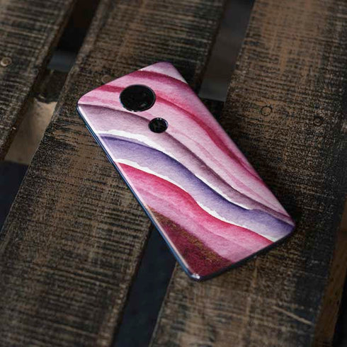 Plum Watercolor Geode Moto E5 Plus Skin