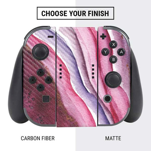 Plum Watercolor Geode Nintendo Switch Bundle Skin