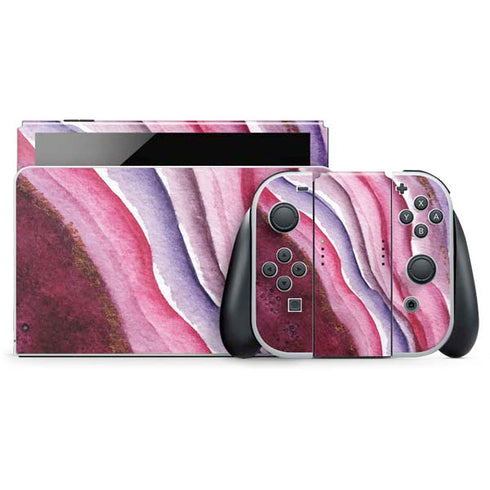 Plum Watercolor Geode Nintendo Switch OLED (2021) Skin