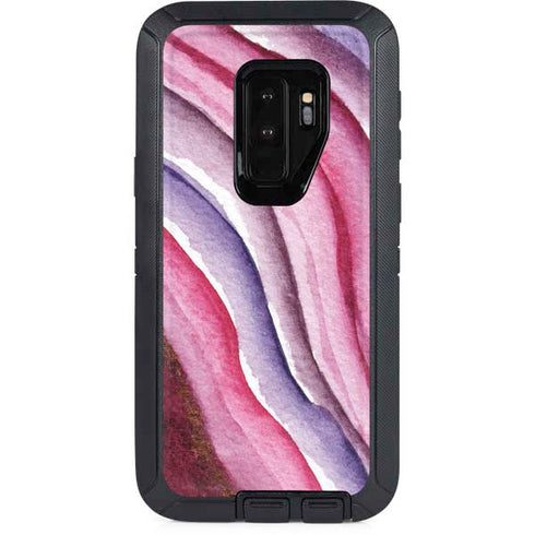 Plum Watercolor Geode Otterbox Defender Galaxy Skin