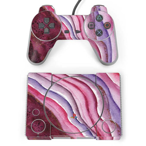 Plum Watercolor Geode PlayStation Classic Bundle Skin