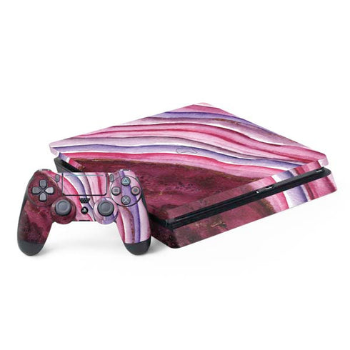 Plum Watercolor Geode PS4 Slim Bundle Skin