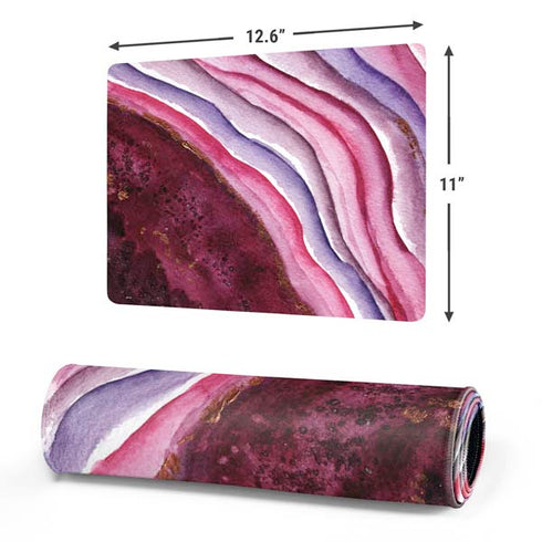 Plum Watercolor Geode Gaming Mouse Pad