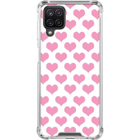 Plush Pink Hearts Galaxy A12 Clear Case