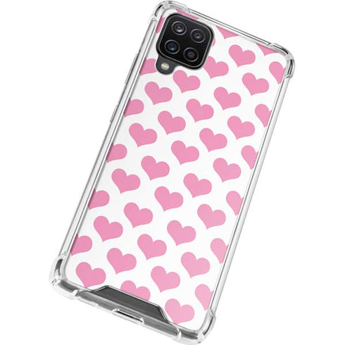 Plush Pink Hearts Galaxy A12 Clear Case