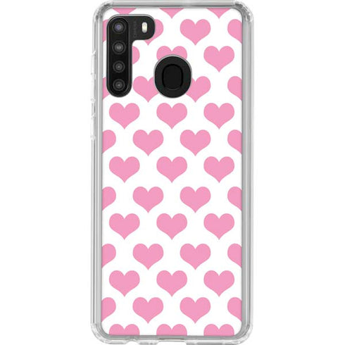 Plush Pink Hearts Galaxy A21 Clear Case