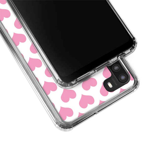 Plush Pink Hearts Galaxy A21 Clear Case