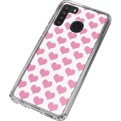 Plush Pink Hearts Galaxy A21 Clear Case