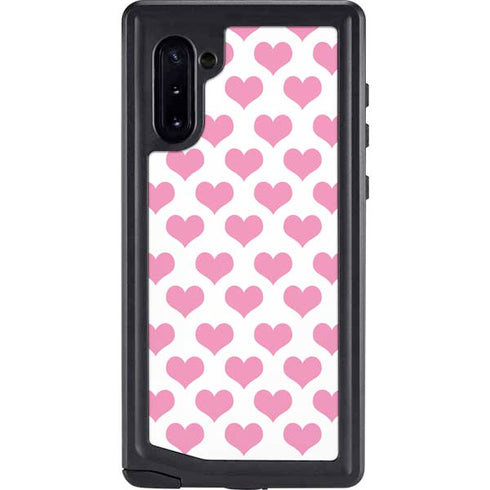 Plush Pink Hearts Galaxy Note 10 Waterproof Case