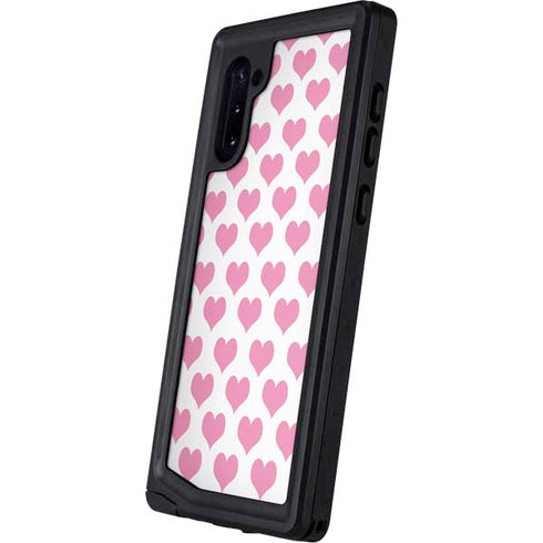 Plush Pink Hearts Galaxy Note 10 Waterproof Case