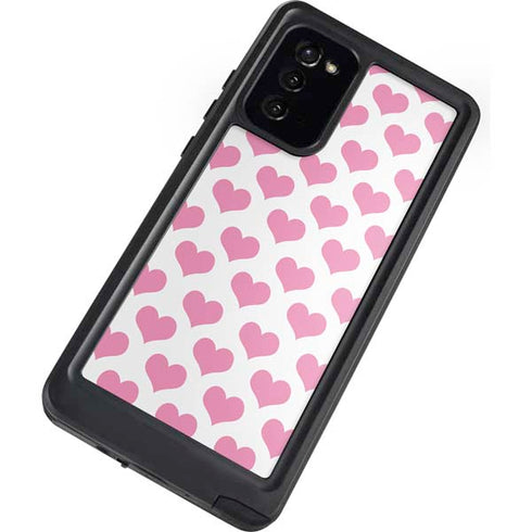 Plush Pink Hearts Galaxy Note20 5G Waterproof Case