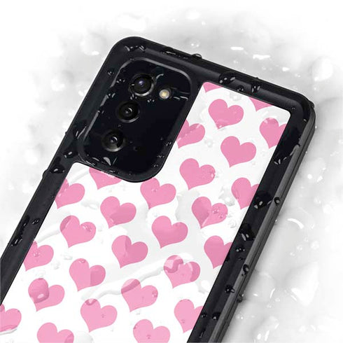 Plush Pink Hearts Galaxy Note20 5G Waterproof Case