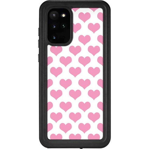 Plush Pink Hearts Galaxy S20 Plus Waterproof Case