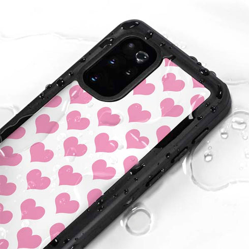 Plush Pink Hearts Galaxy S20 Plus Waterproof Case