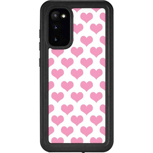 Plush Pink Hearts Galaxy S20 Waterproof Case