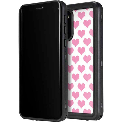 Plush Pink Hearts Galaxy S20 Waterproof Case