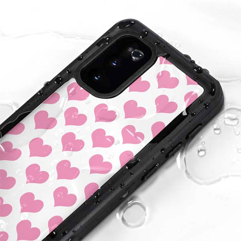 Plush Pink Hearts Galaxy S20 Waterproof Case