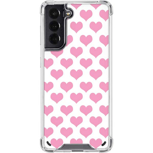Plush Pink Hearts Galaxy S21 5G Clear Case