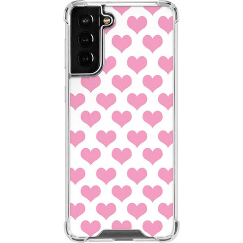Plush Pink Hearts Galaxy S21 FE Clear Case