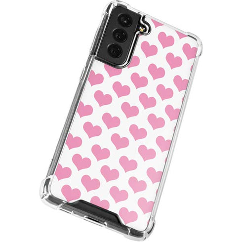 Plush Pink Hearts Galaxy S21 FE Clear Case