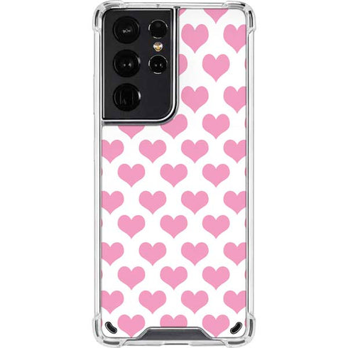 Plush Pink Hearts Galaxy S21 Ultra 5G Clear Case