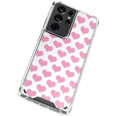 Plush Pink Hearts Galaxy S21 Ultra 5G Clear Case