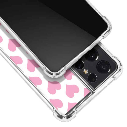Plush Pink Hearts Galaxy S21 Ultra 5G Clear Case