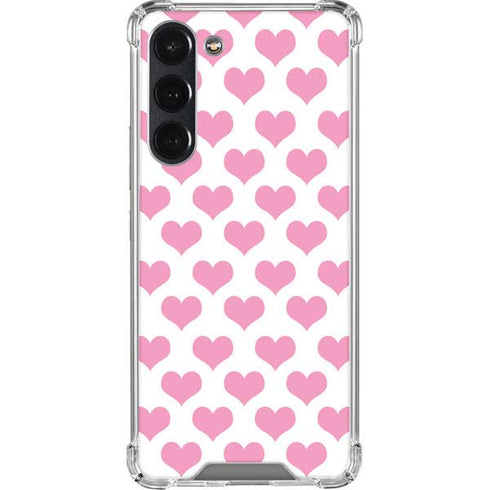 Plush Pink Hearts Galaxy S23 Plus Clear Case