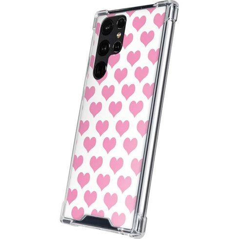 Plush Pink Hearts Galaxy S24 Ultra Clear Case