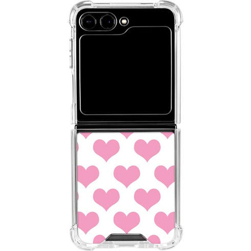 Plush Pink Hearts Galaxy Z Flip5 5G Clear Case