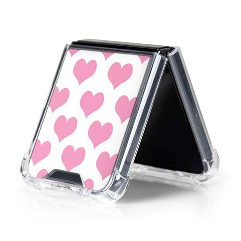 Plush Pink Hearts Galaxy Z Flip5 5G Clear Case
