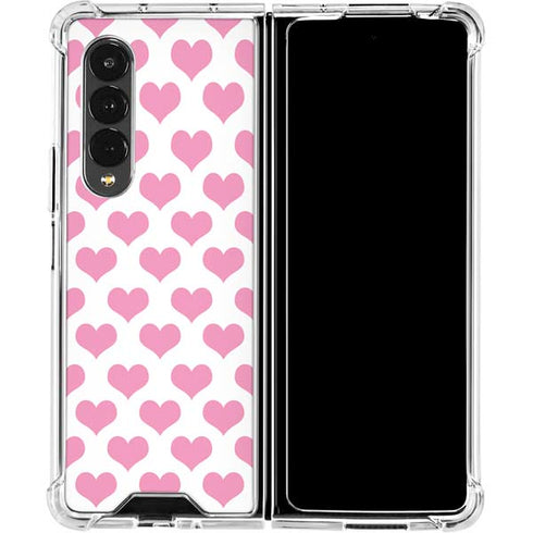 Plush Pink Hearts Galaxy Z Fold4 5G Clear Case