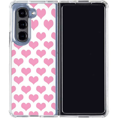 Plush Pink Hearts Galaxy Z Fold5 5G Clear Case
