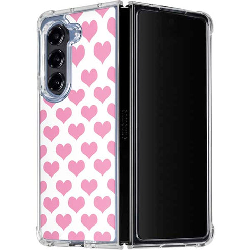 Plush Pink Hearts Galaxy Z Fold5 5G Clear Case