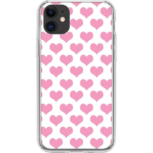 Plush Pink Hearts iPhone 11 Clear Case