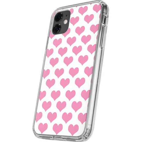 Plush Pink Hearts iPhone 11 Clear Case