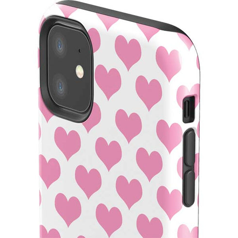 Plush Pink Hearts iPhone 11 Impact Case