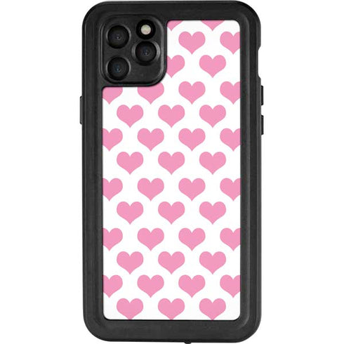 Plush Pink Hearts iPhone 11 Pro Max Waterproof Case
