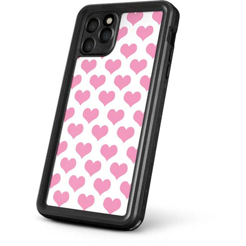 Plush Pink Hearts iPhone 11 Pro Waterproof Case