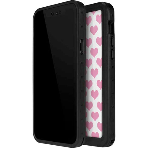 Plush Pink Hearts iPhone 12 Mini Waterproof Case