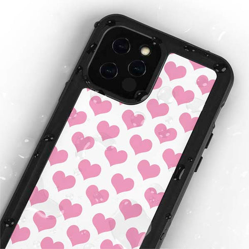 Plush Pink Hearts iPhone 12 Pro Max Waterproof Case