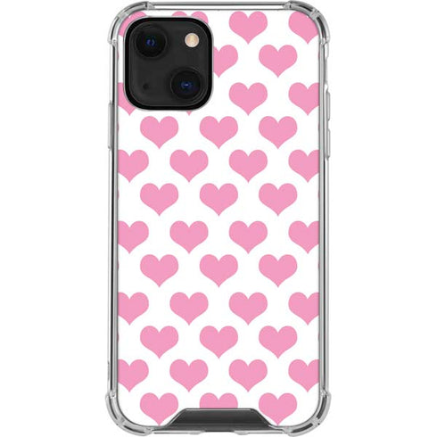 Plush Pink Hearts iPhone 13 Mini Clear Case