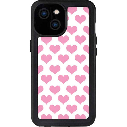 Plush Pink Hearts iPhone 13 Mini Waterproof Case